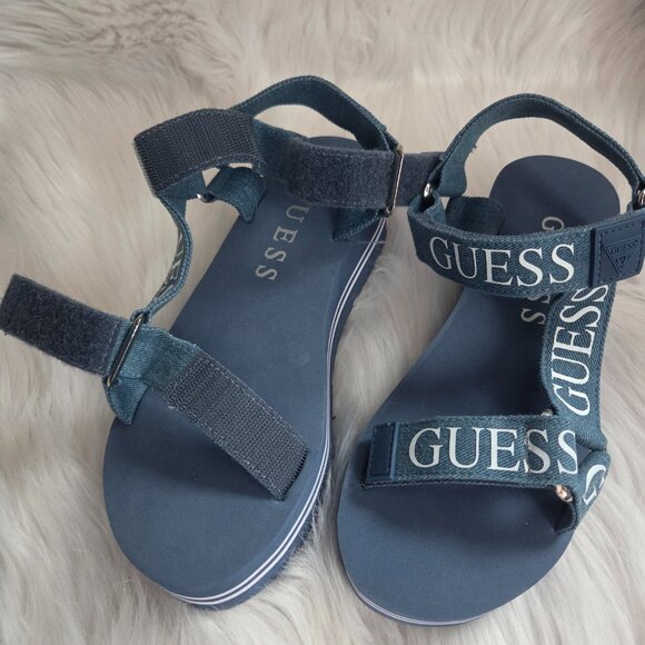 NEW GUESS Women's Avin Logo Sport Denim Sandals Size 7.5 - Picture 8 of 10